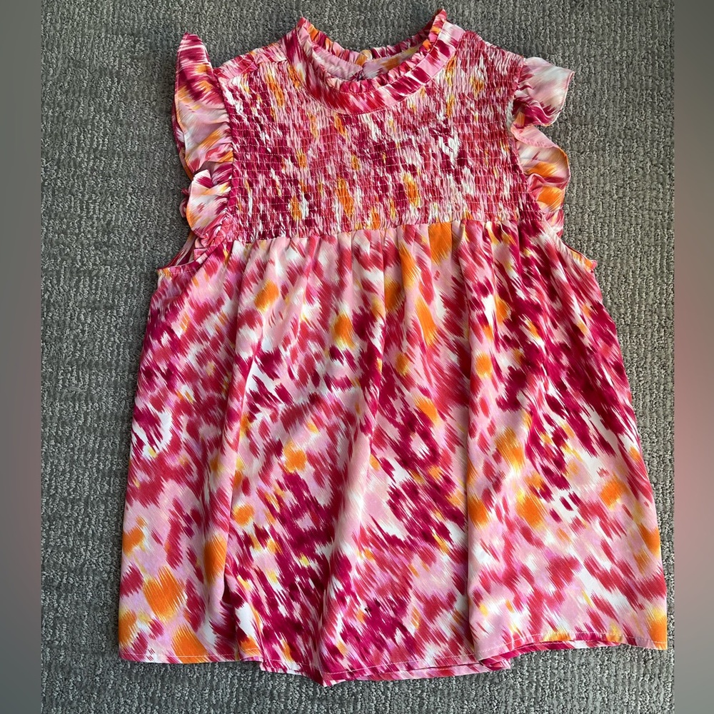 THML Pink and Orange Patterned Tank Blouse